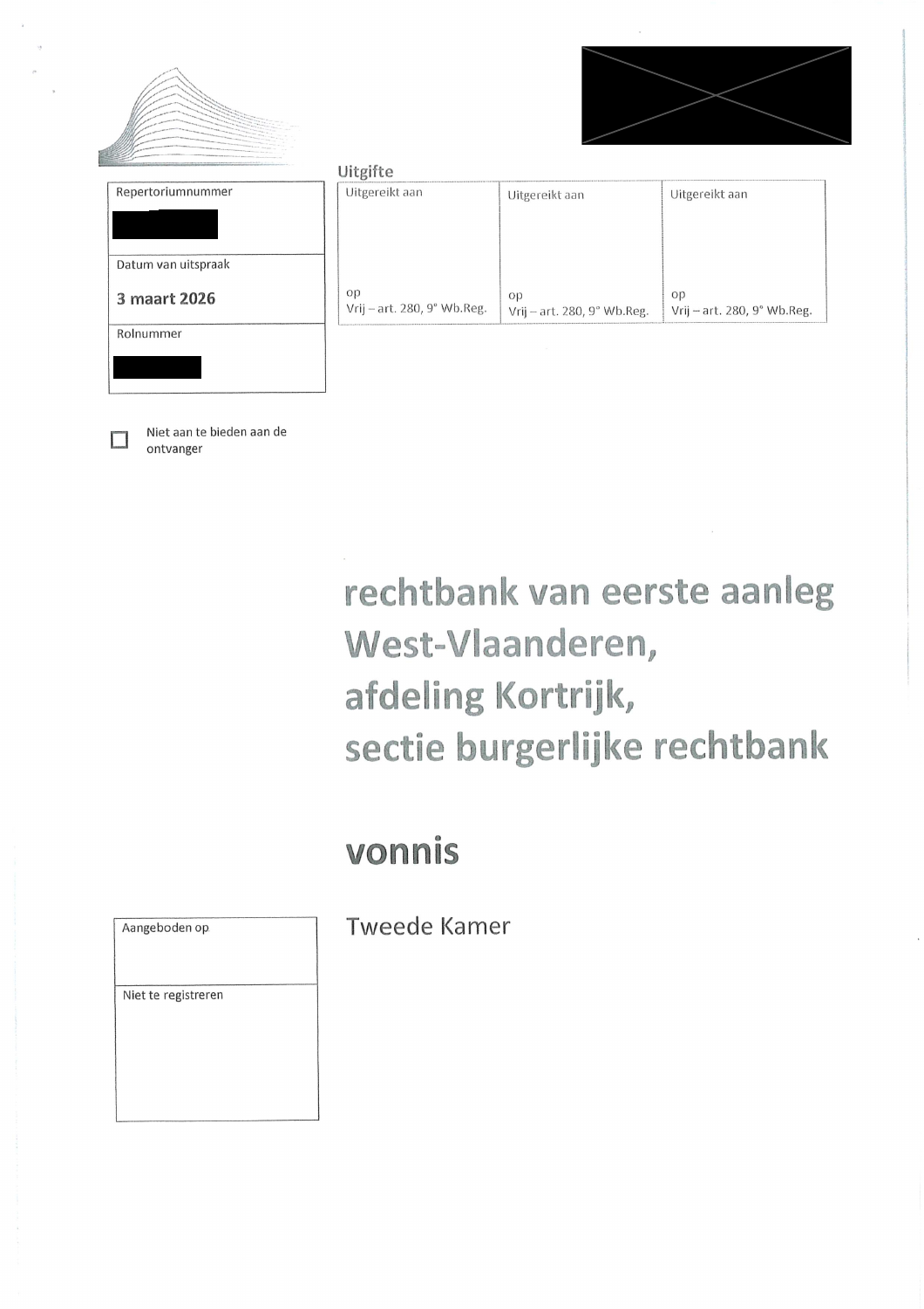 Voorpagina van het vonnis